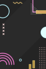 Obraz premium Neon memphis border background, black geometric design