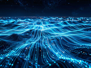Fototapeta premium Futuristic tech data wave digital background