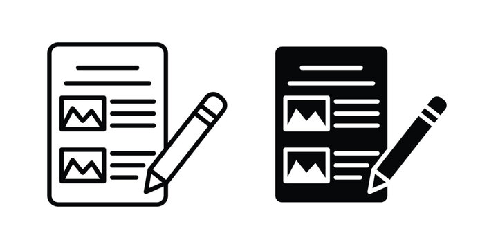 Storyboard icon pack in line art and flat design style