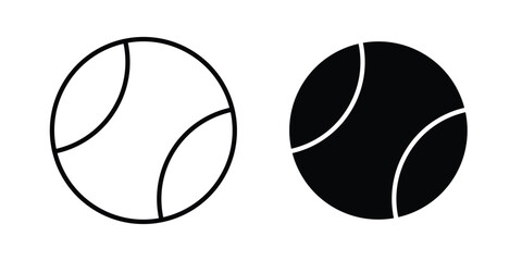 Fototapeta premium Tennis ball icon pack in line art and flat design style