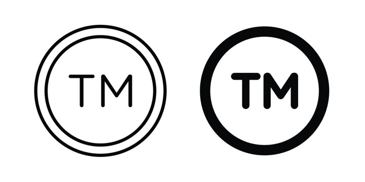 TM trademark icon pack in line art and flat design style
