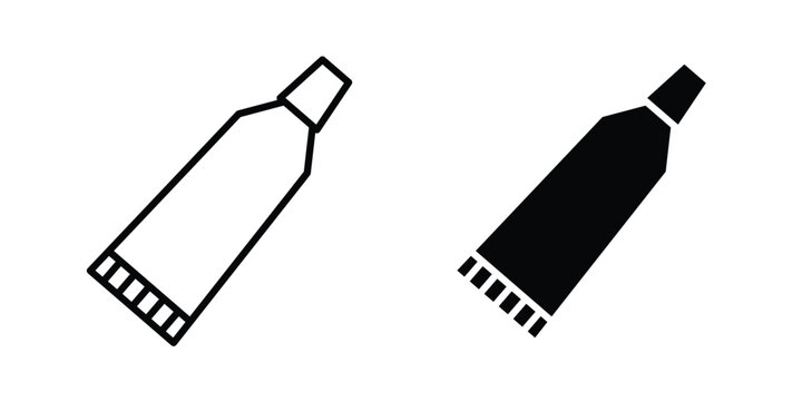 Toothpaste tube icon pack in line art and flat design style