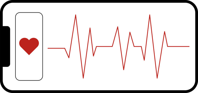 ECG vector icon set. Heart rate electrocardiogram ECG machine displaying heart rhythm on screen. Heartbeat, pulse rate illustration. Medical ECG graph, cardiovascular diagnosis