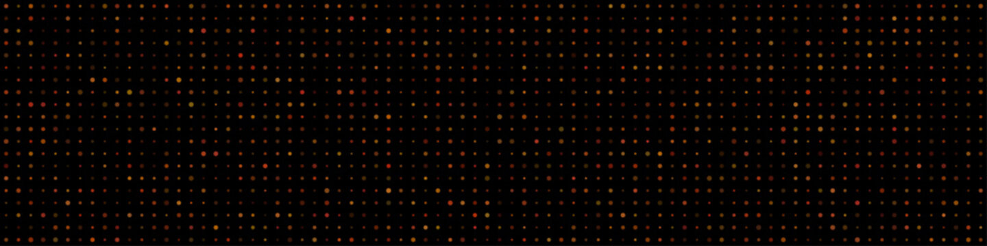 Dark background filled with a grid of small red orange and yellow oval shapes in horizontal rows abstract