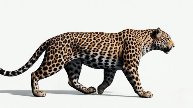 Majestic Spotted Leopard Walking Gracefully, a Powerful Predator in Motion
