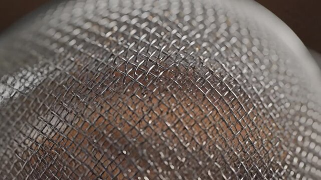 Closeup Macro Shot of Metallic Mesh Fabric Texture.