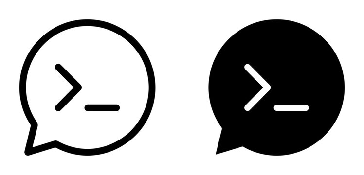 Command Line Prompt Icons, Chat Bubble Symbols, Terminal Input Cursor, Vector Graphics for Technology and Communication