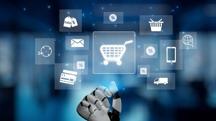 Obraz premium AI enables omni-channel marketing via virtual assistant support, artificial intelligence personalization, and AI-driven customer experiences. Kernel
