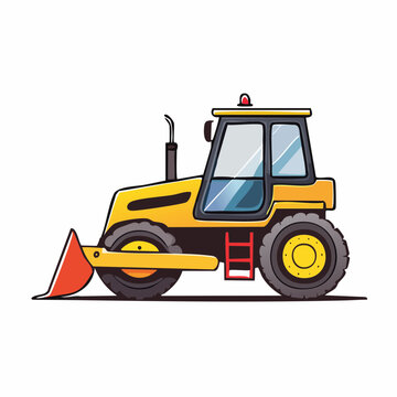 Yellow bulldozer cartoon illustration