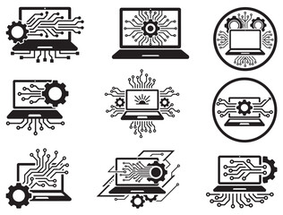 Obraz premium TECHNOLOGY BUSINESS ICON SILHOUETTE
