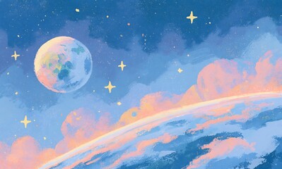 Naklejka premium earth in space, watercolor style