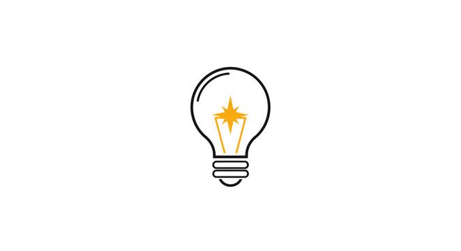 Light Bulb With Yellow Filament.