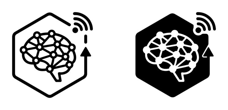 AI Brain Icon Set, Neural Network Technology, Artificial Intelligence Concept, Machine Learning Symbol, Cognitive Processing, Digital Intelligence, Data Science