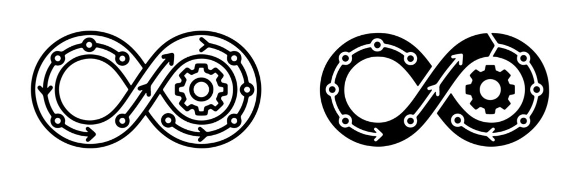 DevOps Infinity Loop Icon, Continuous Integration and Delivery Cycle, Software Development Process Flow