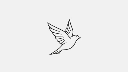 Naklejka premium Minimalist Dove Line Art Drawing, Symbol of Peace and Freedom in Flight