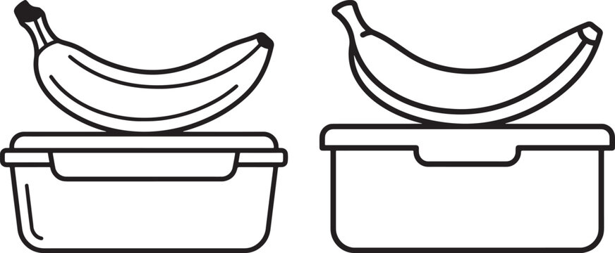 Bananas in lunch box icon vector illustration on white.