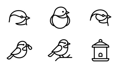 Minimalist Bird Icons Set, Simple Line Art Avian Graphics, Cute Feathered Friends Collection © Ahmed