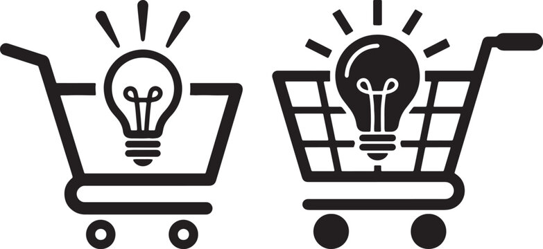 Shopping cart with light bulb idea symbol for concept.