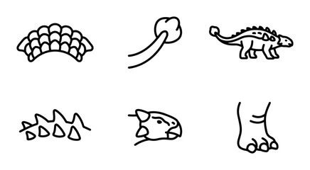 Dinosaur Icons Set, Prehistoric Animal Elements, Vector Graphics for Kids and Education © Md