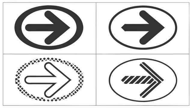 Set of four simple black arrow icons in rounded frames with direction navigation collection minimalist interface