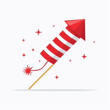 Red and White Firework Rocket Illustration