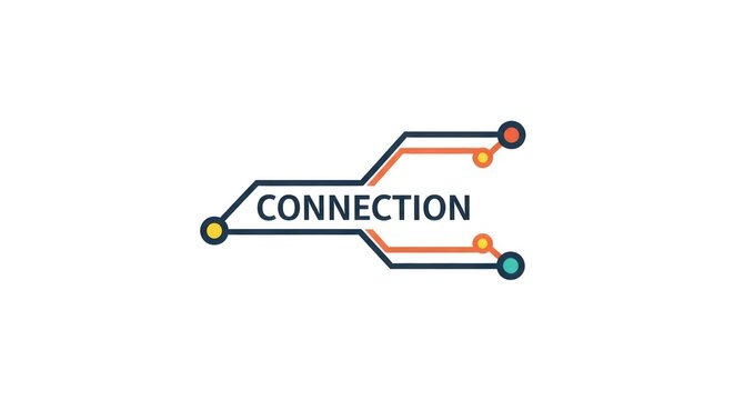 Connection text integrated into digital network diagram