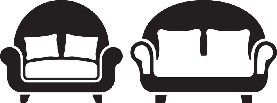 Sofa icon furniture graphic set on white background.