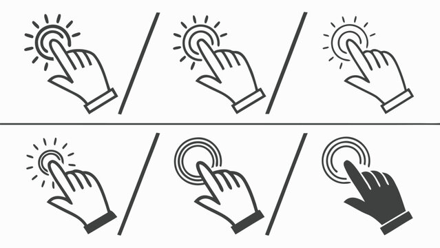 Interactive touch gesture icons set for mobile interfaces with interface interaction pointing application technology
