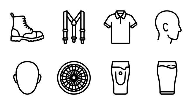 Skinhead Style Icons: Boots, Braces, Polo Shirt, Shaved Head, Beer Glasses, Roulette Wheel