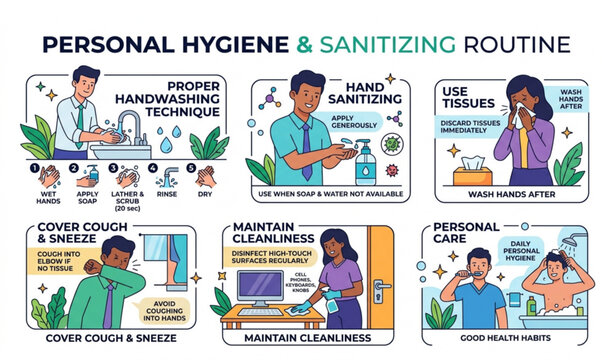 Hand sanitizing procedure flat vector set isolated on white background