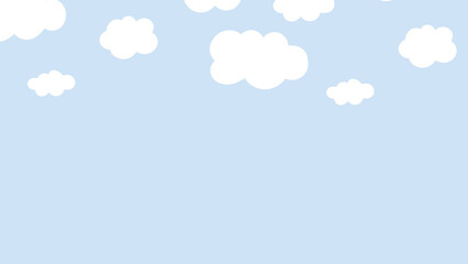 Minimal blue sky background with soft white clouds in a playful cartoon style © Rawpixel.com
