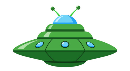 Green UFO, cartoon spaceship, alien aircraft, futuristic vehicle, illustration © Art