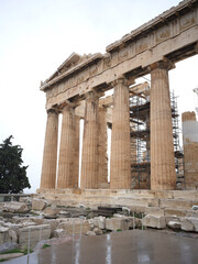 Fototapeta premium Greece, Athens. Classical Greek temple with stone columns, ancient architecture, historic landmark, cultural heritage, iconic travel destination.