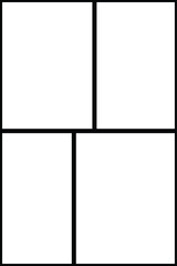 Fototapeta premium Blank comic strip panel layout grid template with thick black borders isolated on white background