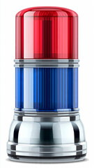 Red and blue rotating emergency light on metallic base for safety or alert signals © Genji Jh