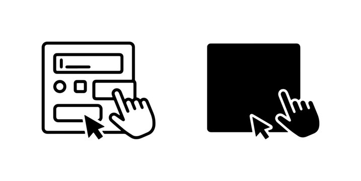 Interactive UI Elements, Cursor Hand Clicking Buttons and Forms, Digital Interface Selection Icons