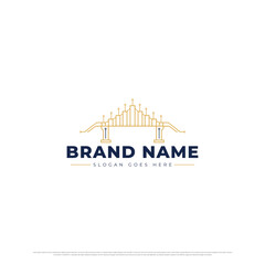 Fototapeta premium Minimalist logo design featuring a bridge illustration with brand name and slogan placeholder