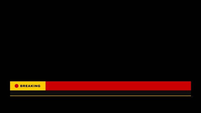 Dynamic Breaking News Lower Third Graphic with Pulsating Red Bar and Yellow 'BREAKING' Label, Displaying Economic Report Headline, symbolizing financial news and urgent updates.