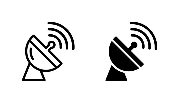 Satellite Dish Icons, Communication Signal Vector Graphics, Broadcasting Antenna Symbols, Wireless Technology Illustration