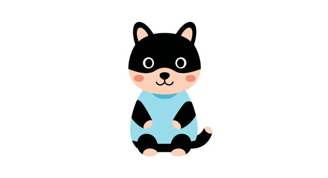 Cute cartoon black and blue cat.
