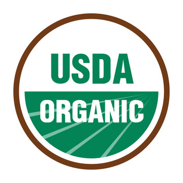 USDA Organic Label Vector Certified Organic Farming Badge for Natural Food, Eco Packaging and Sustainable Agriculture Product Branding