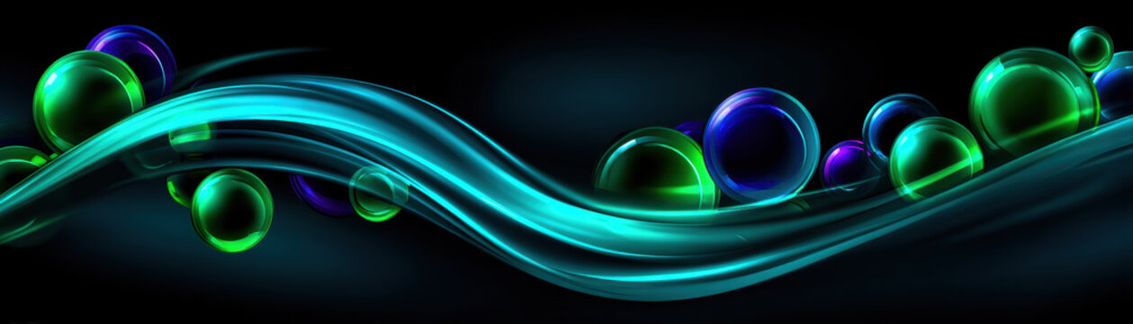 Green hydrogen economy abstract background with glowing wave and bubble on dark backdrop futuristic clean energy concept for sustainable technology