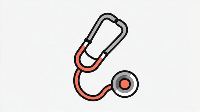 Stylish red and gray stethoscope with silver accents on clean white background for medical health care