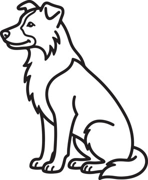 Simple line drawing of a sitting dog with transparent background