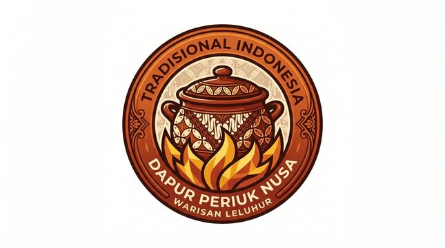 Dapur Periuk Nusa Logo Showcase in a Cultural Environment