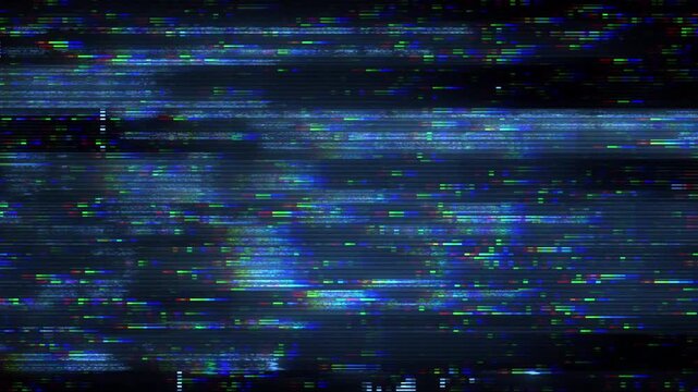 Digital Glitch Interference Background with RGB Noise and Signal Distortion
