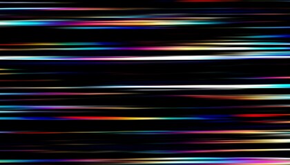 Vibrant photo of abstract neon light streaks on a dark background. Digital art fractal background. Motion blur lines. © kastanka