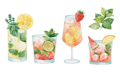 Naklejka premium watercolor style, isolated clip art illustrations of cooktail