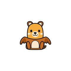 Cute Cartoon Brown Bear Cub Sitting. © Beni