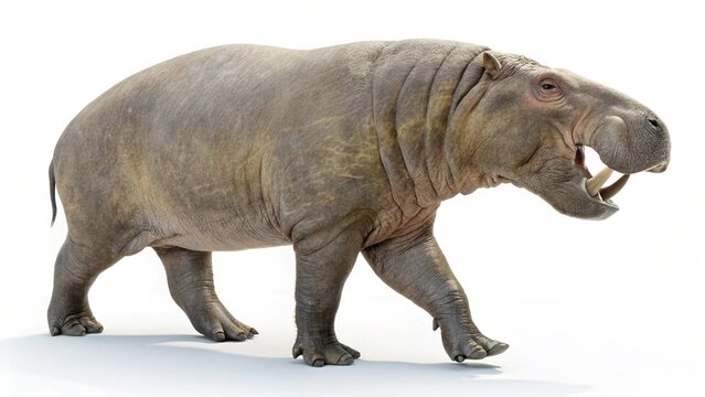 Isolated prehistoric marine mammal Paleoparadoxia on a solid white studio background